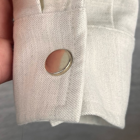 F&F Collared Shacket Shirt Jacket Snap Up Cream Double Front Pockets Size 10 - Picture 8 of 16